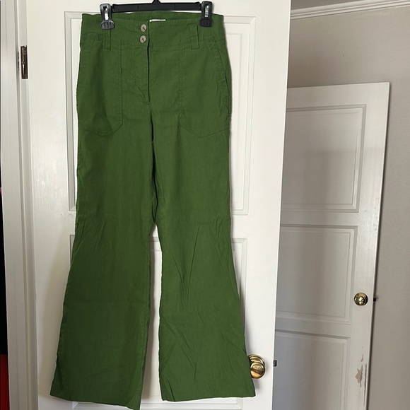 Maeve Pants - Maeve Green Wide-Leg Pants